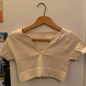 Revamped Cream Workout Crop Top